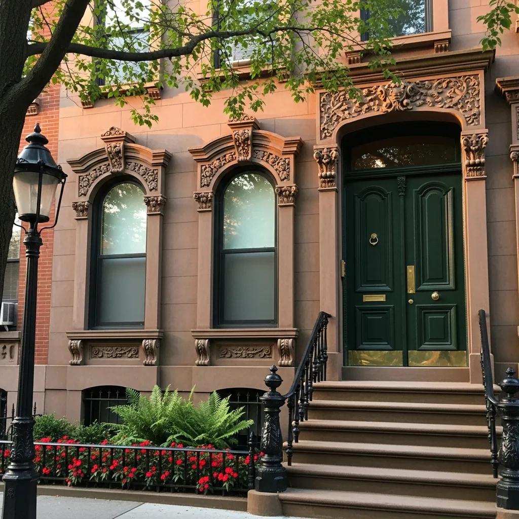 Charming historic brownstone in Bedford-Stuyvesant showcasing architectural details