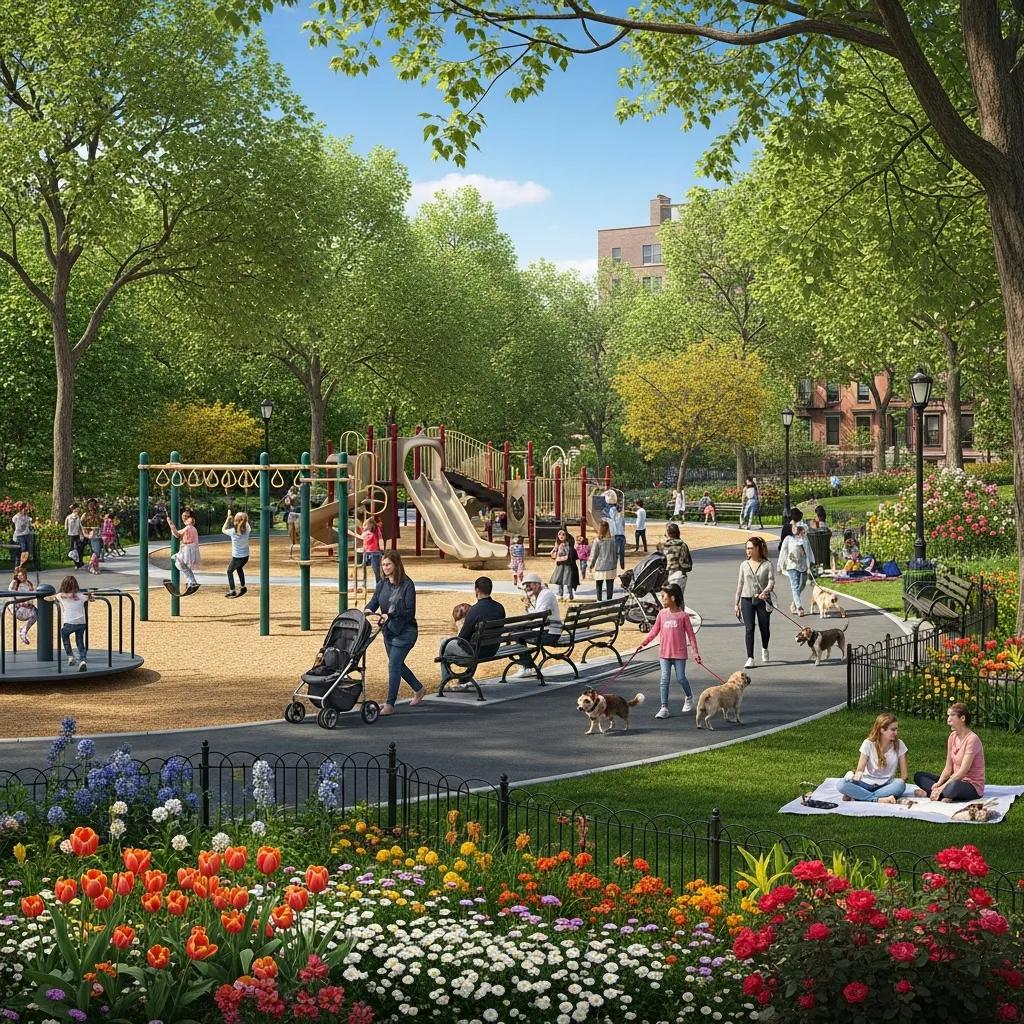 Community park in Canarsie, Brooklyn, illustrating local amenities and family-friendly lifestyle