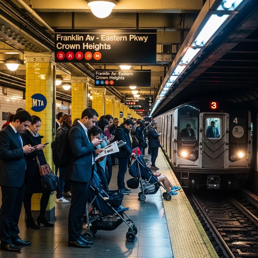 Commuters at a subway station in Crown Heights, illustrating the neighborhood's transportation accessibility