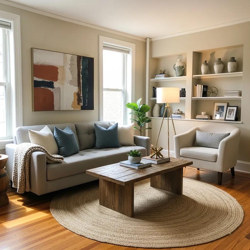Cozy staged living room in a home for sale in Canarsie Brooklyn