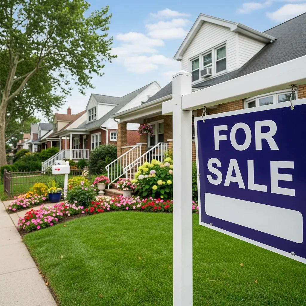 For Sale sign in front of a charming home in Flatbush, symbolizing investment opportunities
