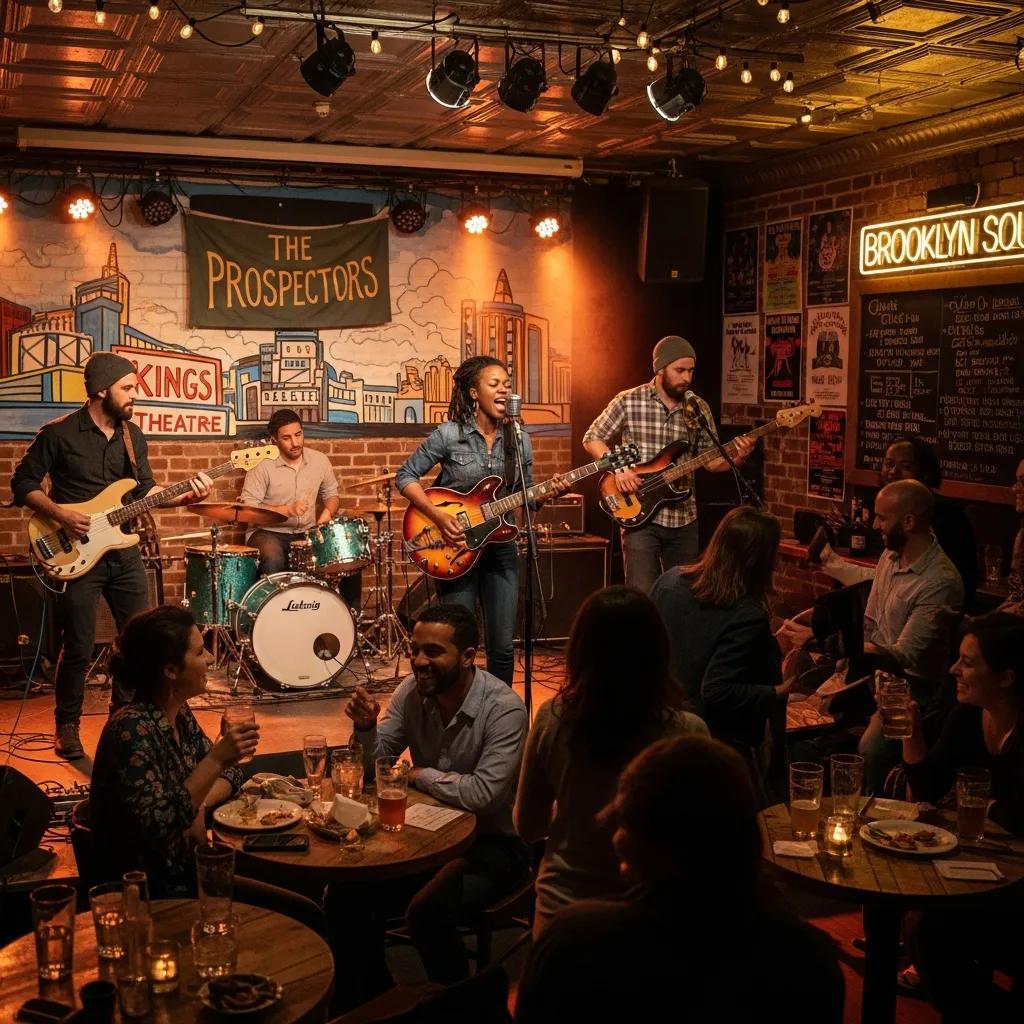 Intimate live music venue in East Flatbush with a local band performing