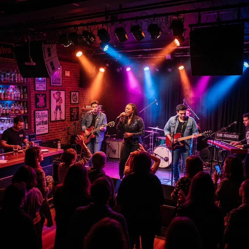 Live music performance in a Bed-Stuy venue with an energetic audience