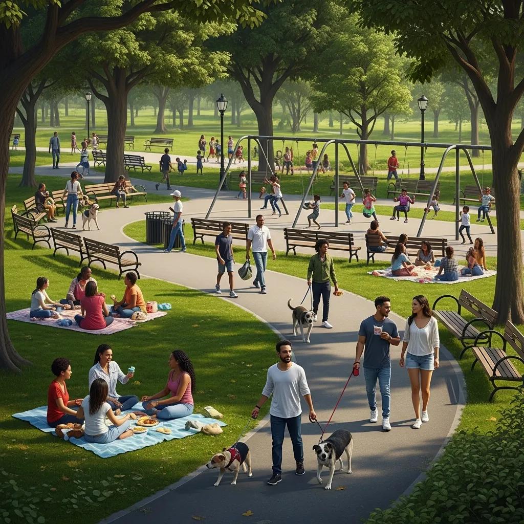 Local park in Canarsie with families enjoying recreational activities and green spaces