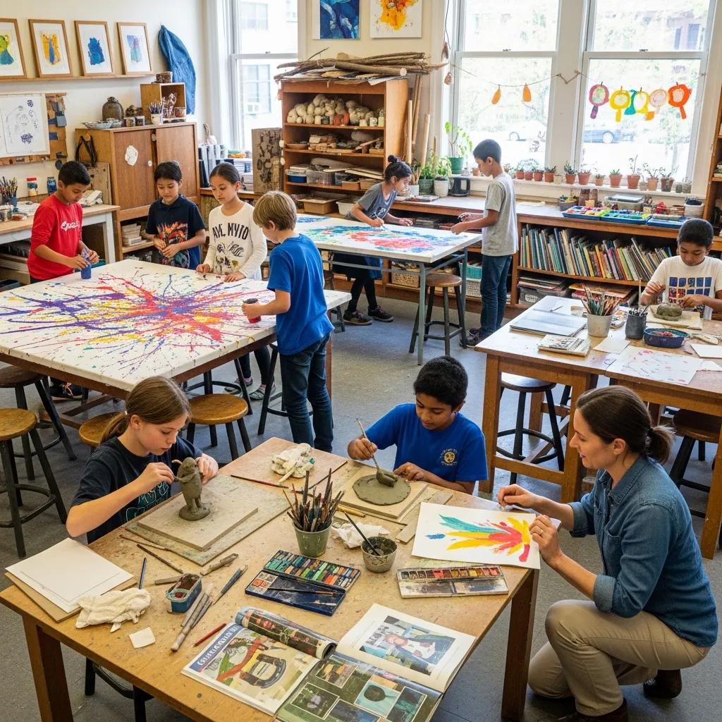 Students participating in creative learning at The Brooklyn Waldorf School