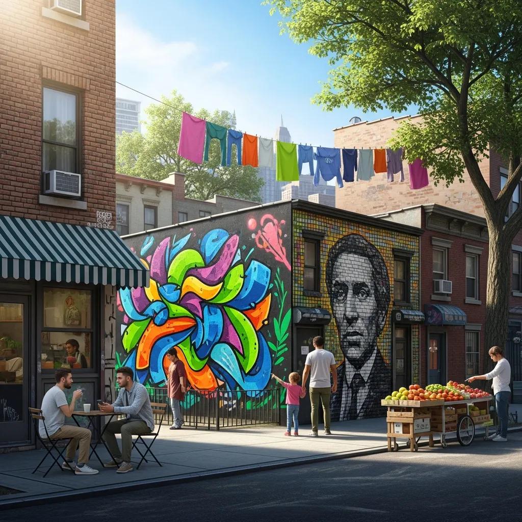 Vibrant Brooklyn neighborhood scene showcasing community and local culture