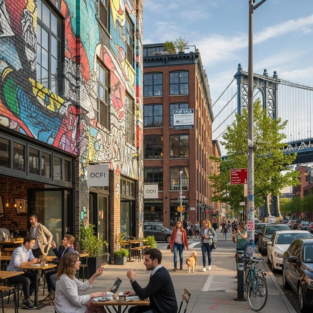 Vibrant street scene in Williamsburg, Brooklyn, illustrating the neighborhood's appeal for real estate investment